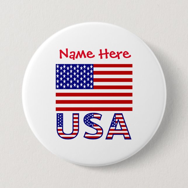 USA United Staaten America Flag Red Personalizatio Button (Vorderseite)
