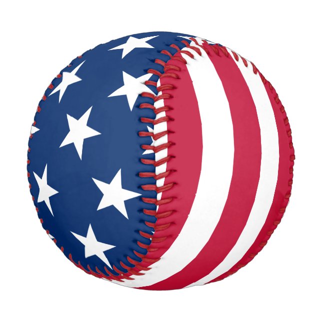 USA - US Flagge unter amerikanischer Flagge Baseball (Schrägansicht)