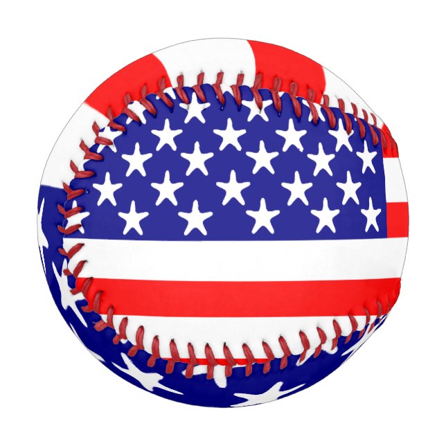 USA - US Flagge unter amerikanischer Flagge Baseball (Vorderseite Links)