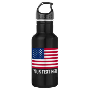 USA - US Flagge unter amerikanischer Flagge Edelstahlflasche