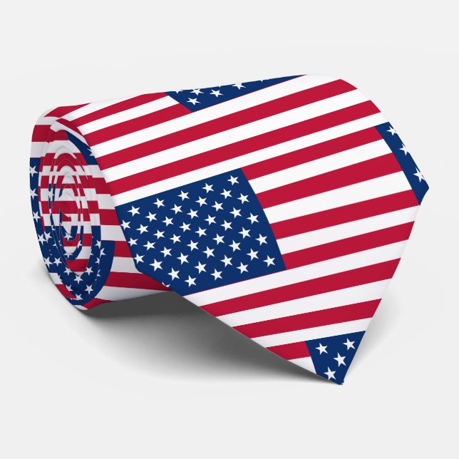 USA - US Flagge unter amerikanischer Flagge Krawatte (Gerollt)