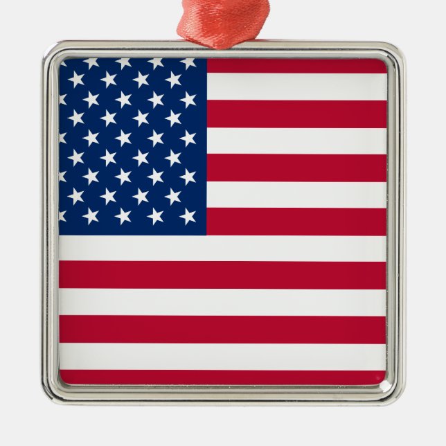 USA - US Flagge unter amerikanischer Flagge Ornament Aus Metall (Vorne)