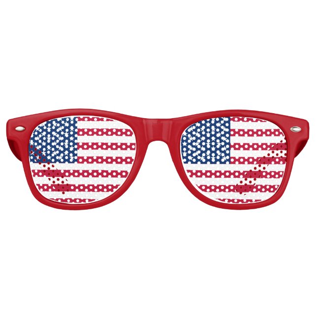 USA - US Flagge unter amerikanischer Flagge Partybrille (Vorderseite)