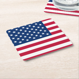 USA - US Flagge unter amerikanischer Flagge Rechteckiger Pappuntersetzer