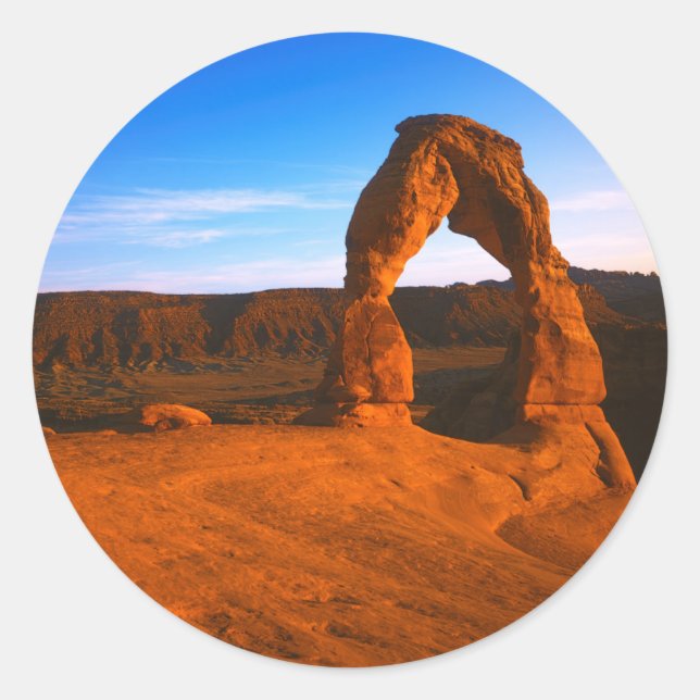 USA, Utah, Arches National Park, Delicate Arch Runder Aufkleber (Vorderseite)