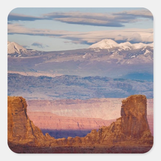 USA, Utah. Landschaftlich von La Sal Mountains aus Quadratischer Aufkleber (Vorderseite)