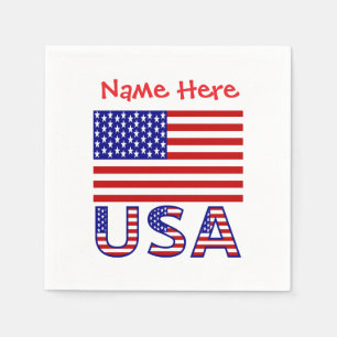 USA Vereinigte Staaten Amerika Flagge Personalisie Serviette