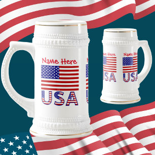 USA Vereinigte Staaten Amerika Flagge Rot Personal Bierglas