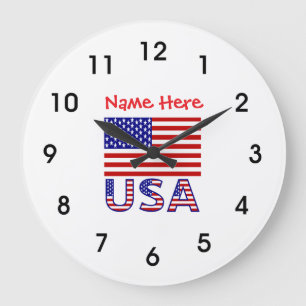 USA Vereinigte Staaten Amerika Flagge Rot Personal Große Wanduhr