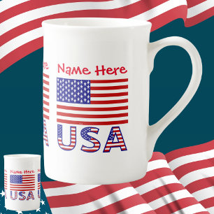 USA Vereinigte Staaten Amerika Flagge Rot Personal Prozellantasse