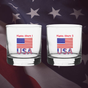 USA Vereinigte Staaten Amerika Flagge Rot Personal Whiskyglas