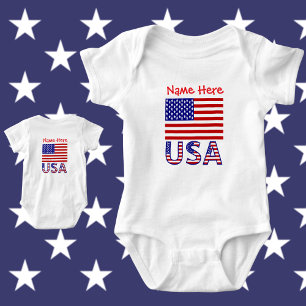 USA Vereinigte Staaten Amerika Rot Personalisiert  Baby Strampler