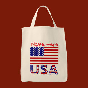 USA Vereinigte Staaten Amerika Rot Personalisiert  Tragetasche