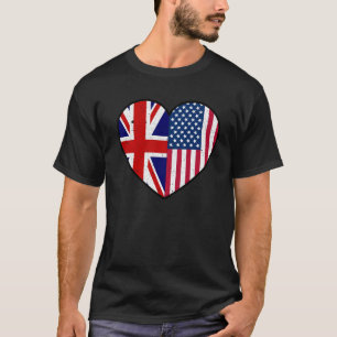 USA Vereinigtes Königreich - Herzerkrankungsflagge T-Shirt