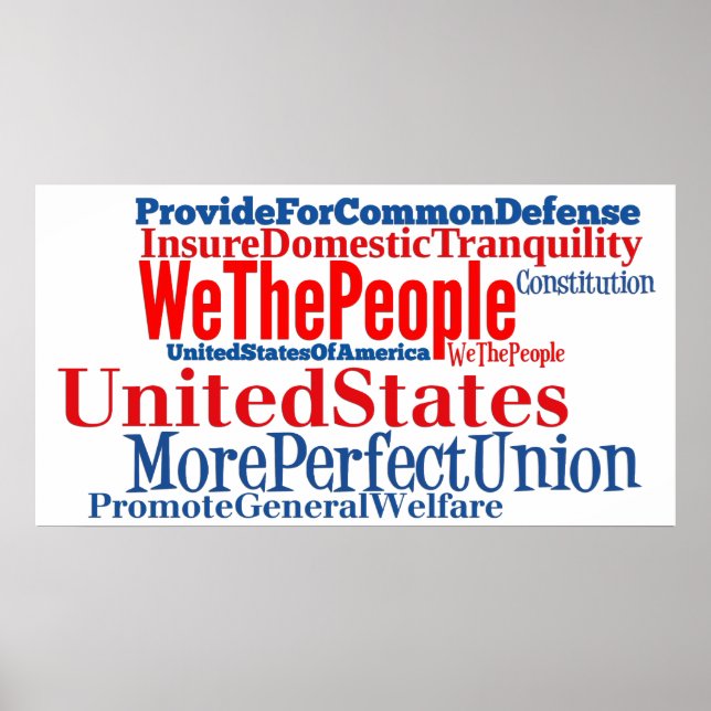 USA-Verfassung Wörter Poster (Vorne)