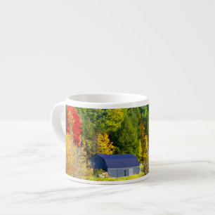 USA, Vermont. Herbstwald entlang der Autobahn 100. Espressotasse