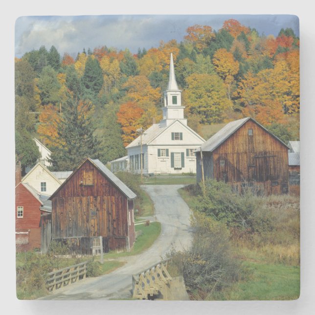 USA, Vermont, Waits River. Blattwerk Steinuntersetzer (Vorderseite)