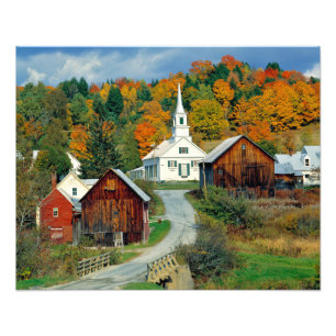 USA, Vermont, Waits River. Herbstlaub fügt hinzu Fotodruck