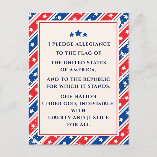 USA Versprechen von Allegiance Red Blue America Fl Postkarte (Vorderseite)