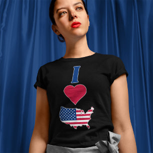 USA Vertical I Liebe United Staaten America Flag M T-Shirt
