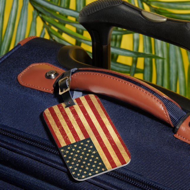 USA Vintag Grunge Flag Gepäckanhänger (Vorderseite Insitu 1)