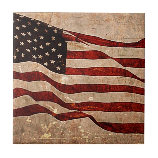 USA - Vintage amerikanische Flagge Fliese (Vorderseite)