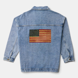 USA Vintage Grunge Flag Frauen Jeansjacke