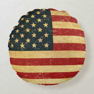 USA Vintage Grunge-Flagge Rundes Kissen
