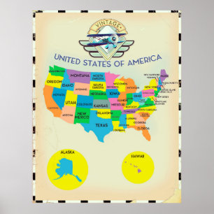 USA Vintage Karte Poster