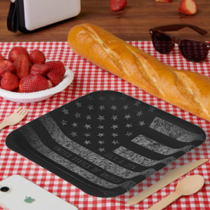 USA Vintage Schwarzes Grunge-Amerikanische Flagge Pappteller