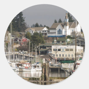 USA, Wa, Kitsap-Halbinsel. Malerische Stadt. Runder Aufkleber