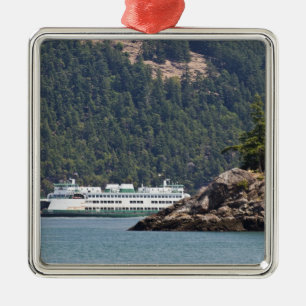 USA, WA. Washington State Ferries Silbernes Ornament