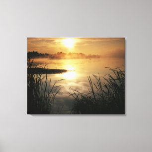 USA, Washington, Lopez Island, Morgennebel auf Leinwanddruck