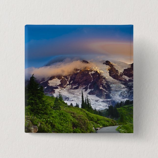 USA, Washington, Mt. Rainier. Morgensonne Button (Vorderseite)