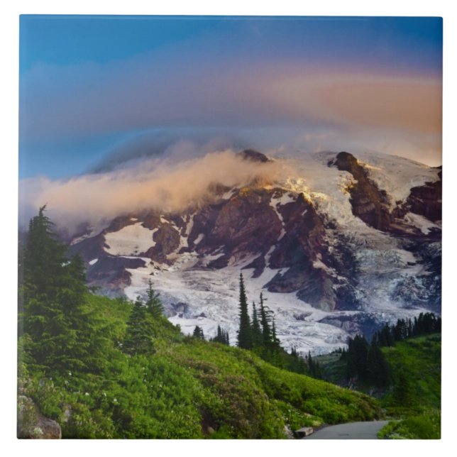 USA, Washington, Rainier. Morgensonne Fliese (Vorderseite)