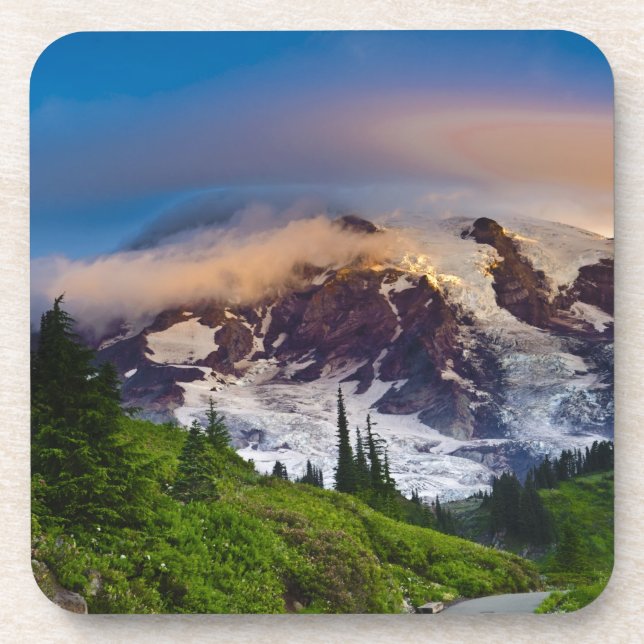 USA, Washington, Rainier. Morgensonne Getränkeuntersetzer (Vorderseite)