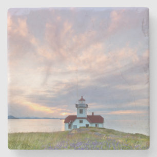 USA, Washington, San Juan Islands. Sonnenuntergang Steinuntersetzer