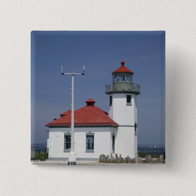 USA, Washington, Seattle, Alki Point Lighthouse, Button (Vorderseite)