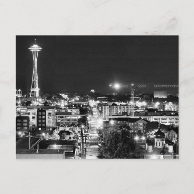 USA - Washington - Seattle - Space Needle in B&W Postkarte (Vorderseite)