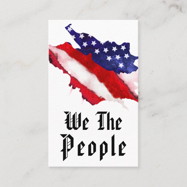 *~* USA We The People Watercolor American Flag Visitenkarte (Vorderseite)