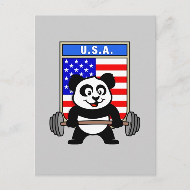 USA Weightlift Panda Postkarte (Vorderseite)