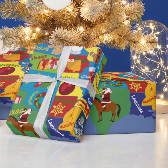 USA Weihnachtskarte Geschenkpapier (Feiertage)