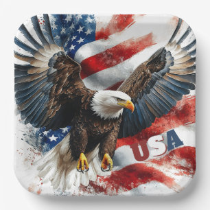 USA Weißkopfseeadler Patriotische Kunst – Fette am Pappteller