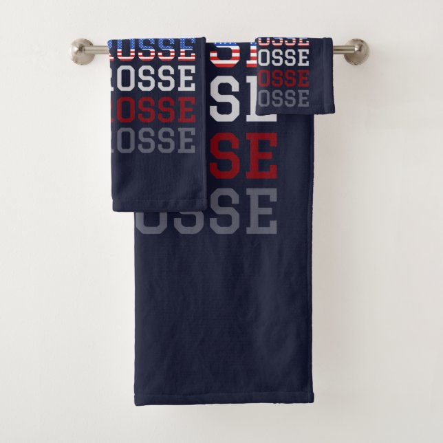 USA Wiederholungstext - Lacrosse USA - amerikanisc Badhandtuch Set (Insitu)