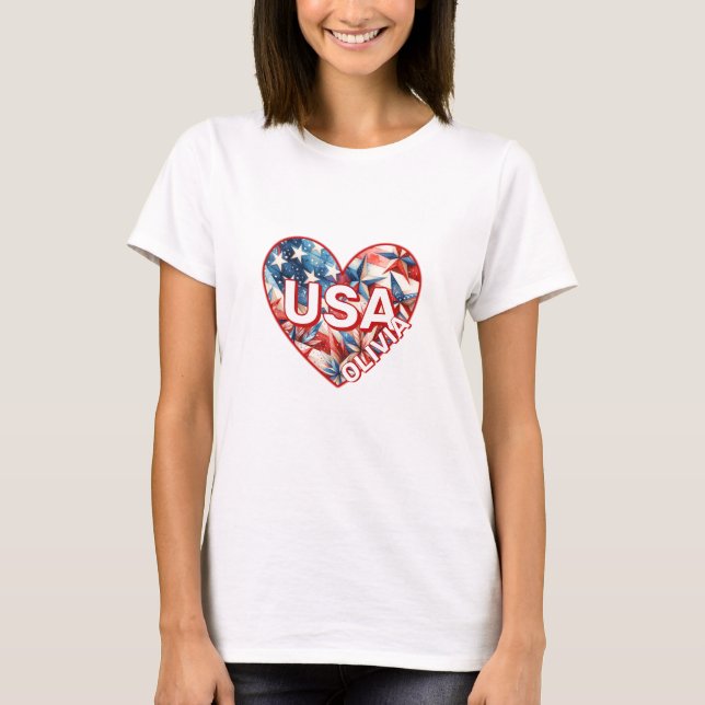 USA Womens Ajouter le nom T-Shirt (Devant)