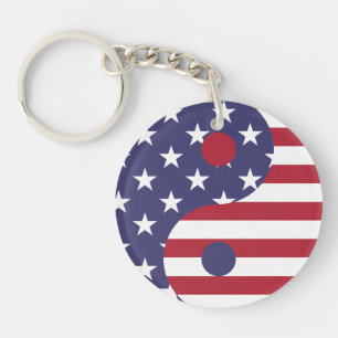 USA Yin Yang Forth, Juli Red White Blue Flag Schlüsselanhänger