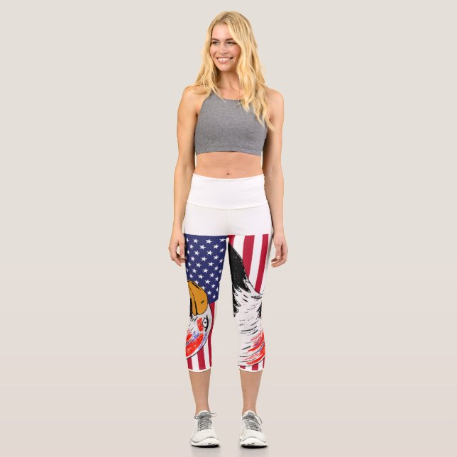 USA Zeichn eines Adlers Capri Leggings (Vorderseite)