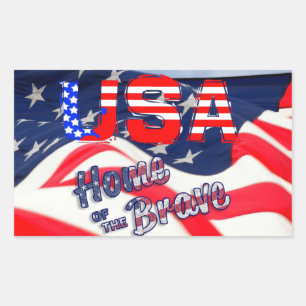 USA Zuhause der Brave Flag Rechteckiger Aufkleber