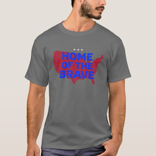 USA Zuhause of the Brave. Patriotisch T-Shirt (Vorderseite)