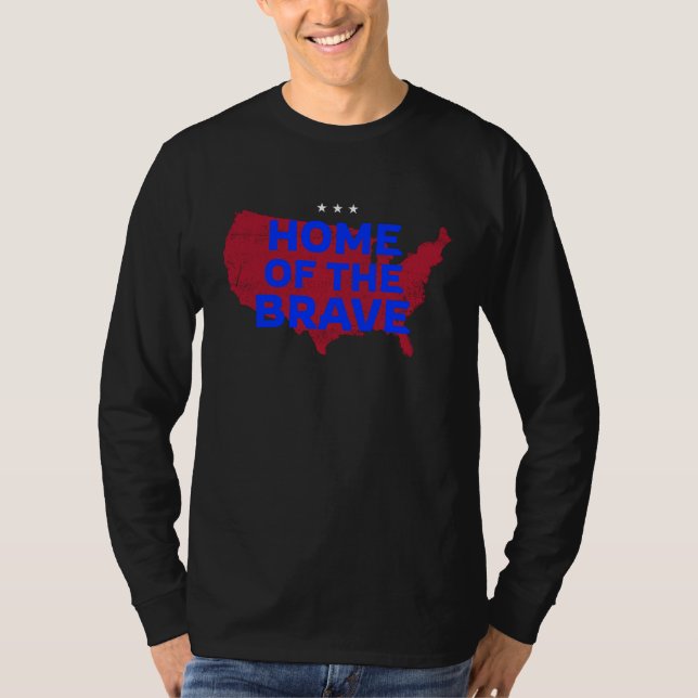 USA Zuhause of the Brave. Patriotisch T-Shirt (Vorderseite)